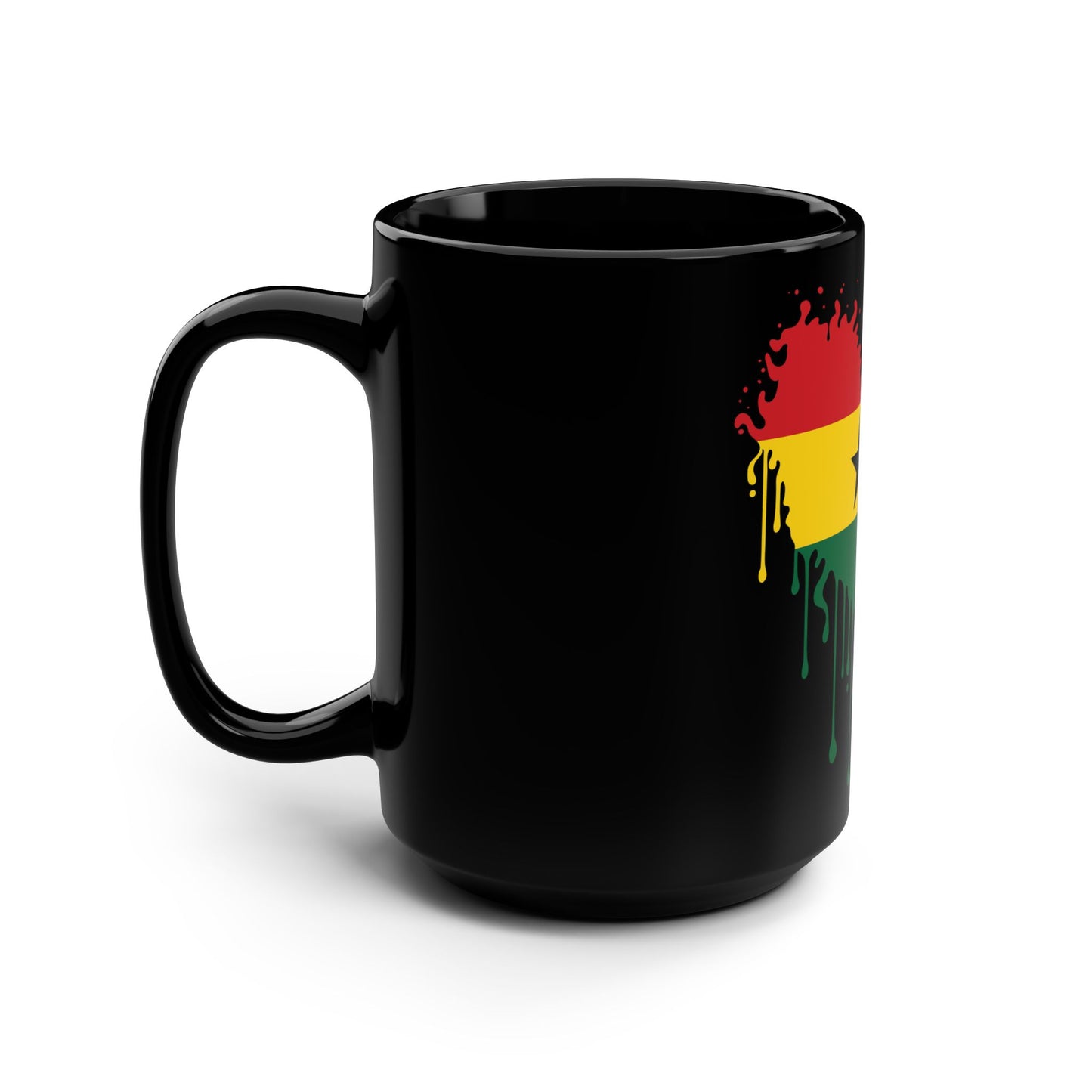 Ghana Flag Drip Black Coffee Mug, 15 oz