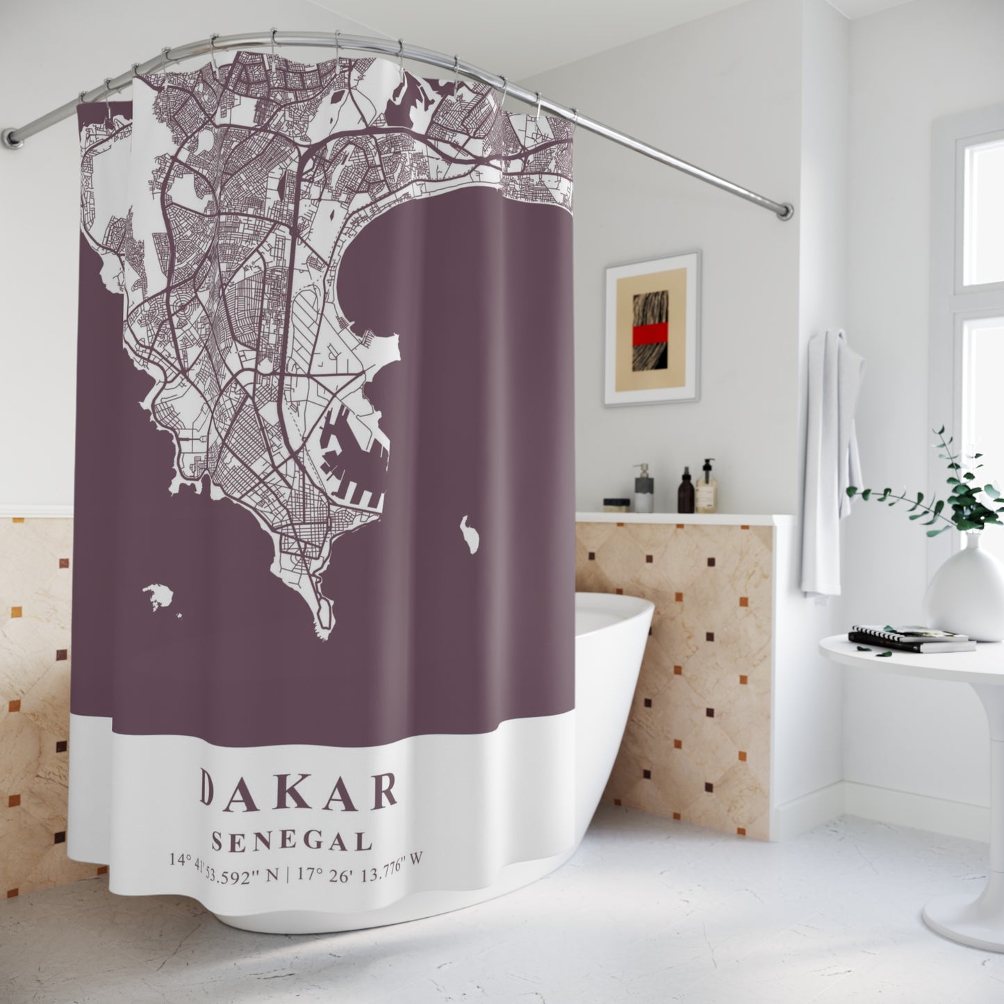 Dakar Senegal City Map Print Shower Curtain