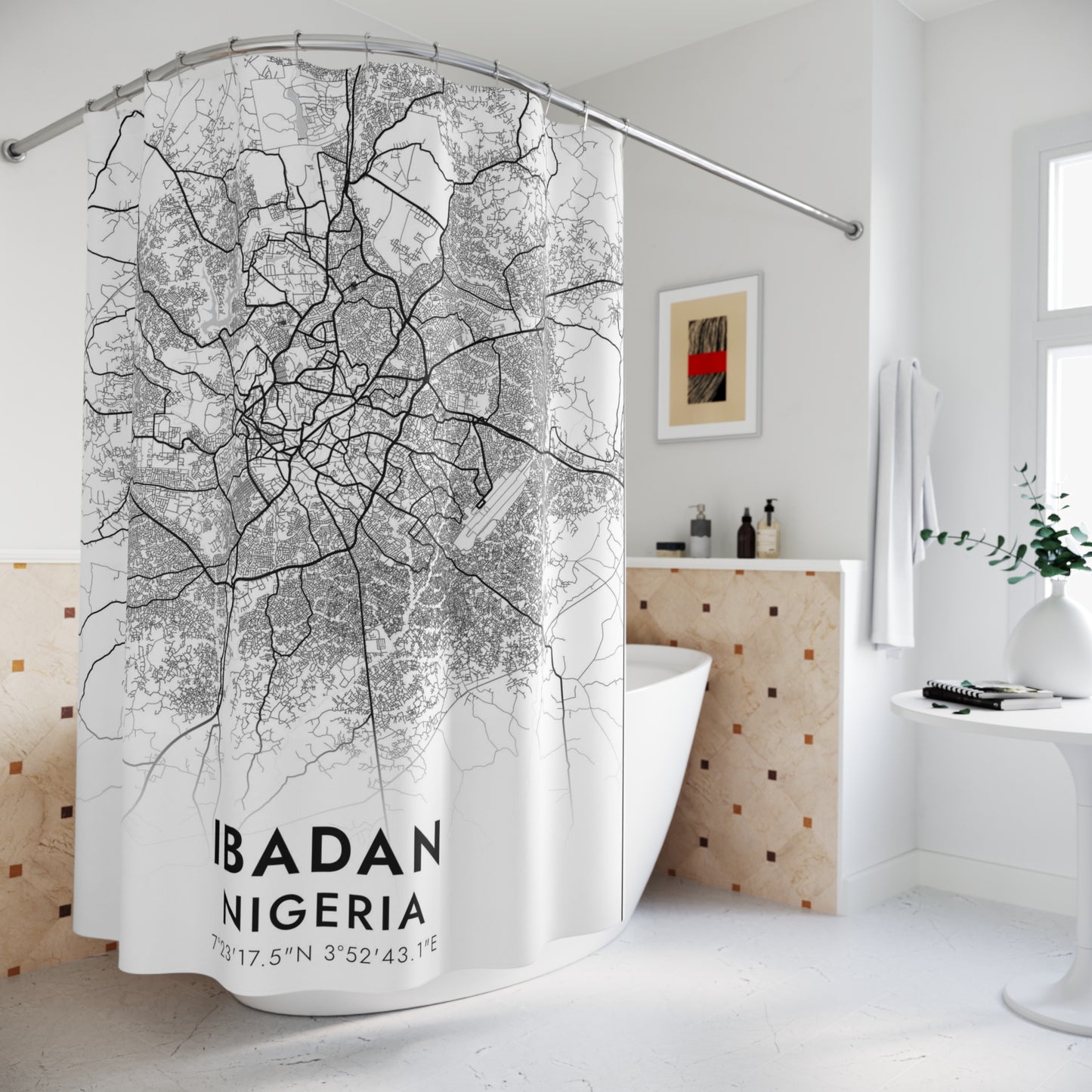 Ibadan Nigeria City Map Print Shower Curtain