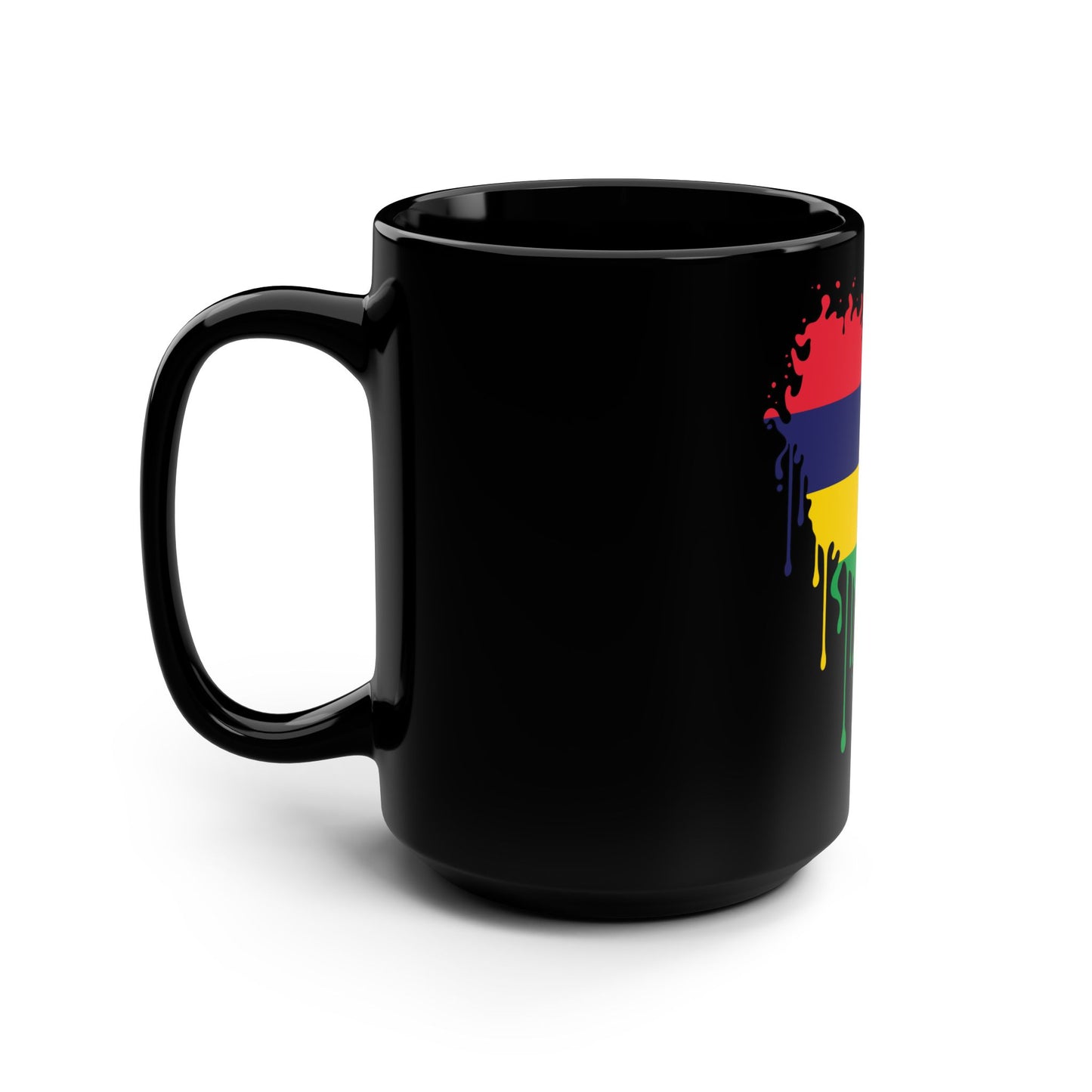 Mauritius Flag Black Coffee Mug, 15 oz