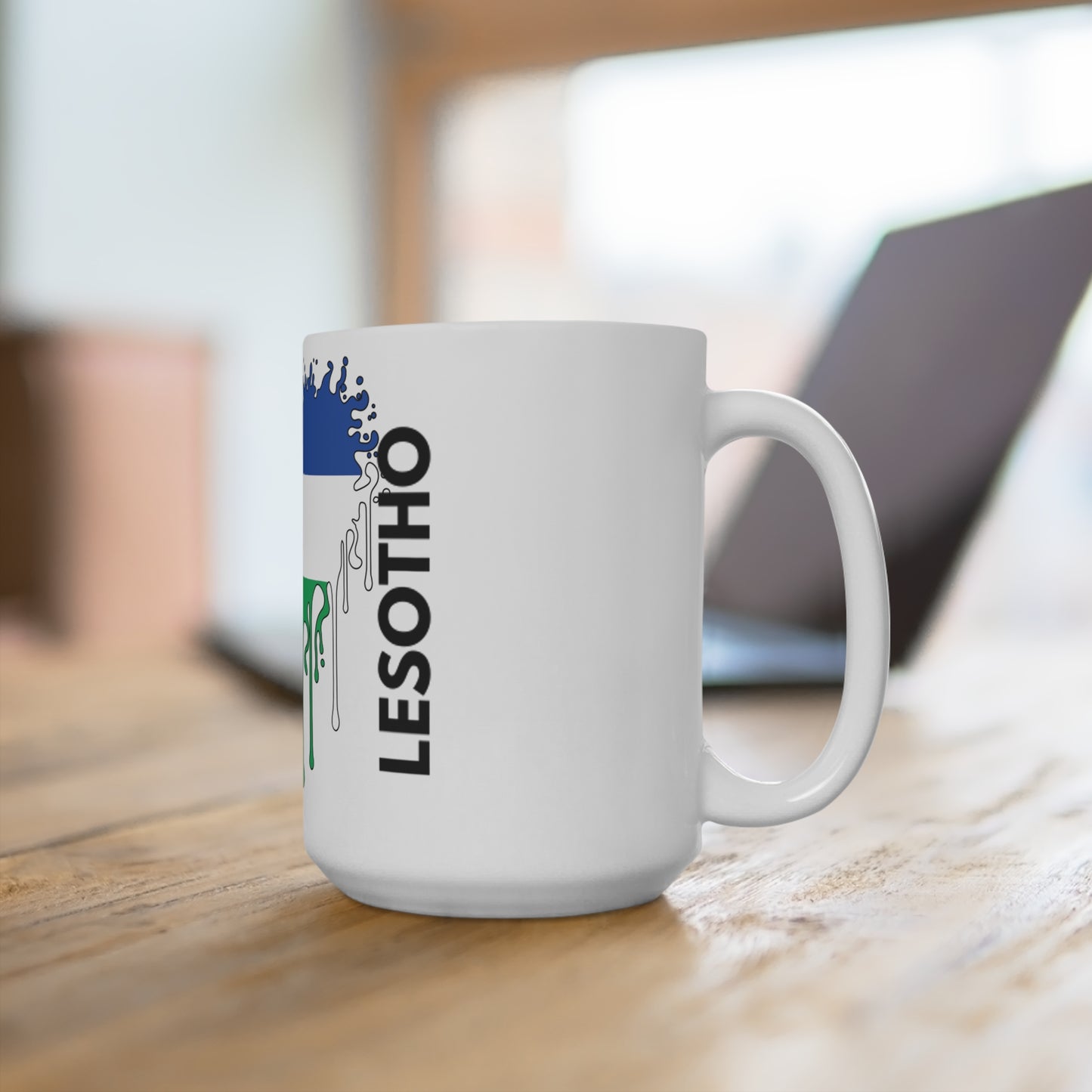 Lesotho Flag Drip Coffee Mug 15oz