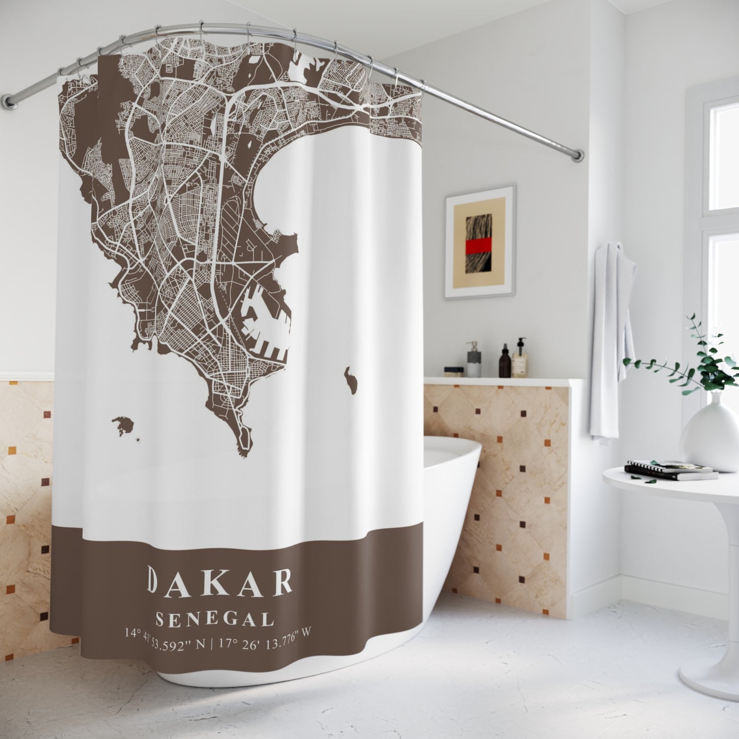 Dakar Senegal City Map Print Shower Curtain