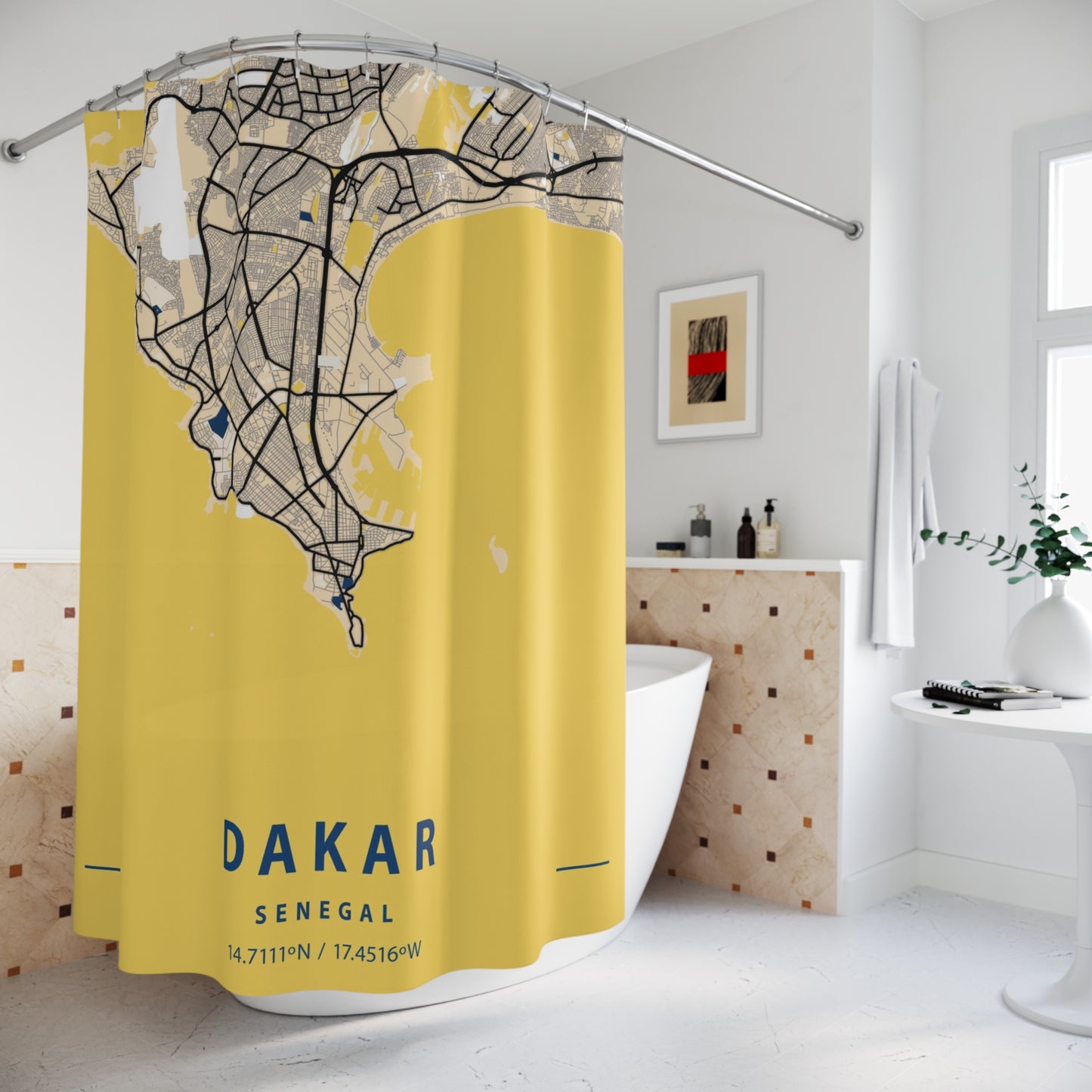 Dakar Senegal City Map Print Shower Curtain