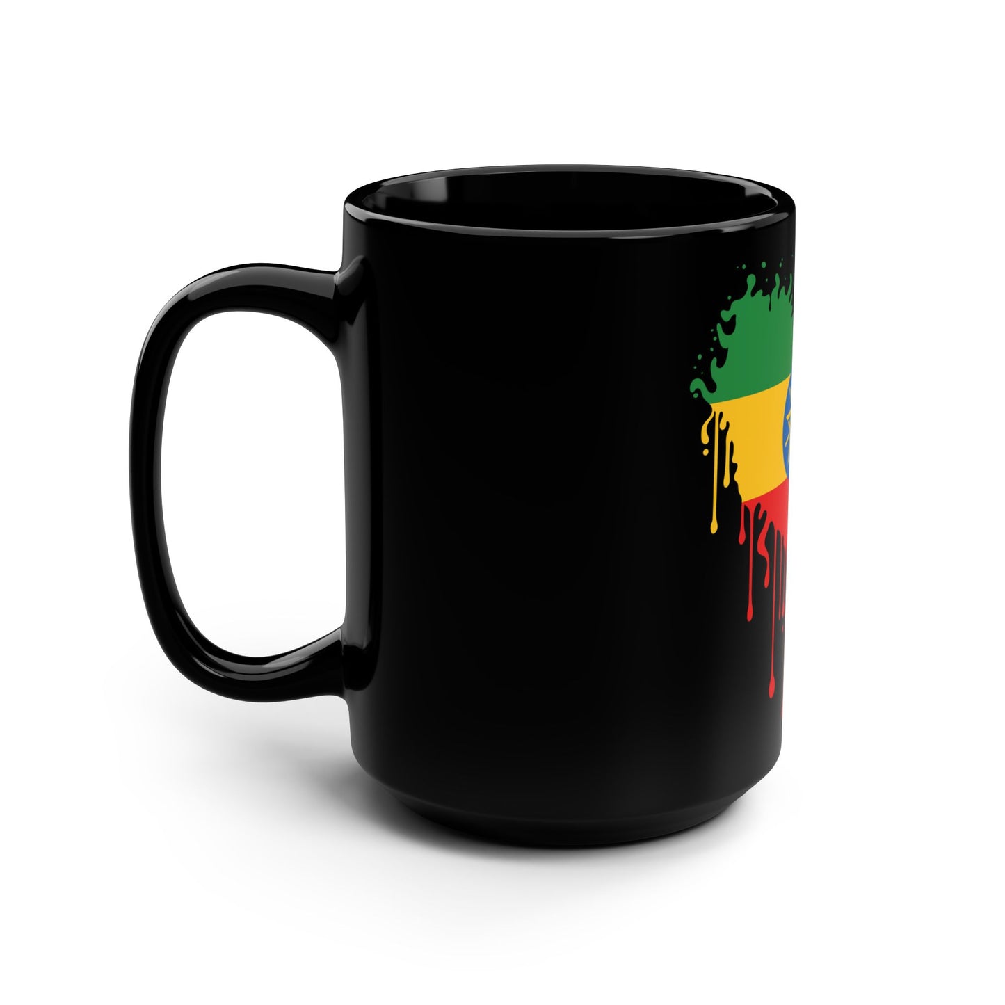 Ethiopia Flag Black Coffee Mug, 15 oz