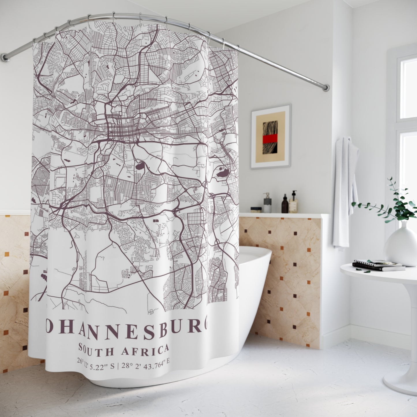 Johannesburg South Africa City Map Print Shower Curtain