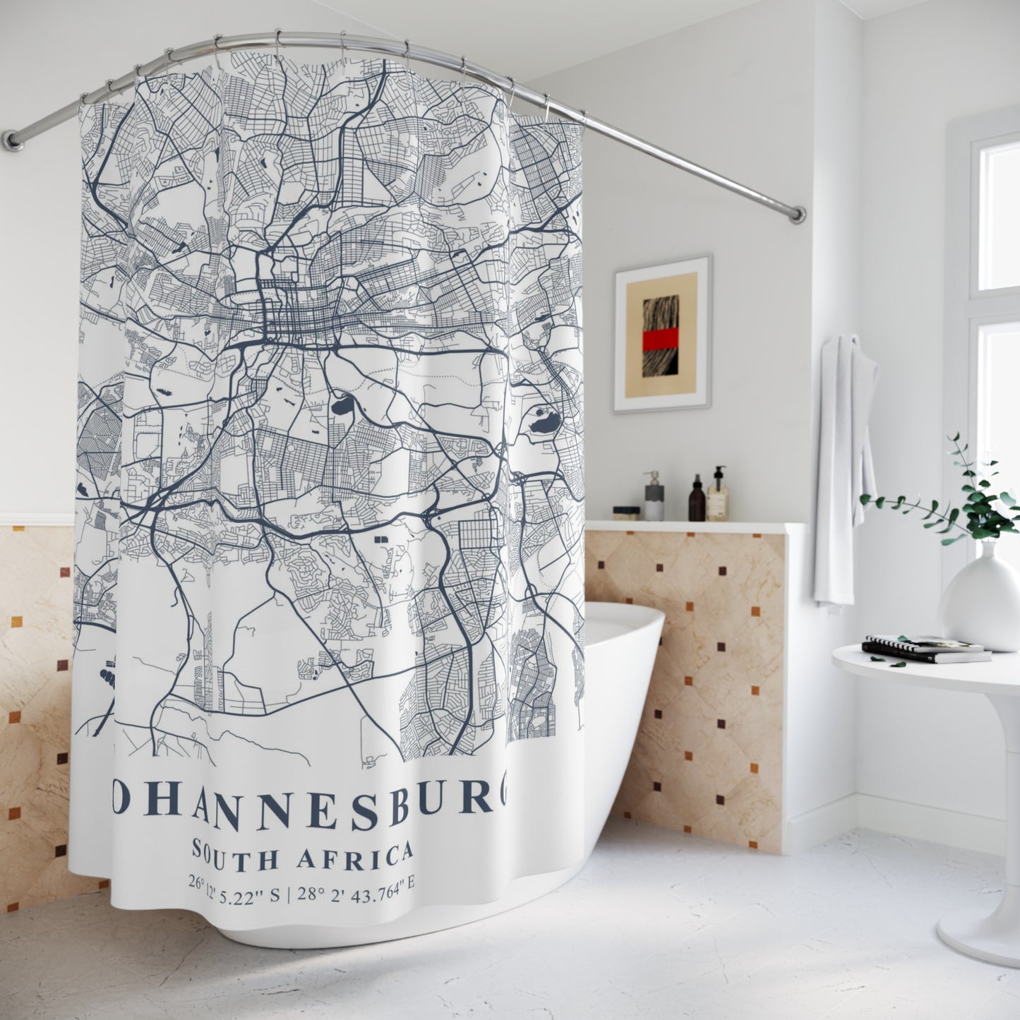 Johannesburg South Africa City Map Print Shower Curtain