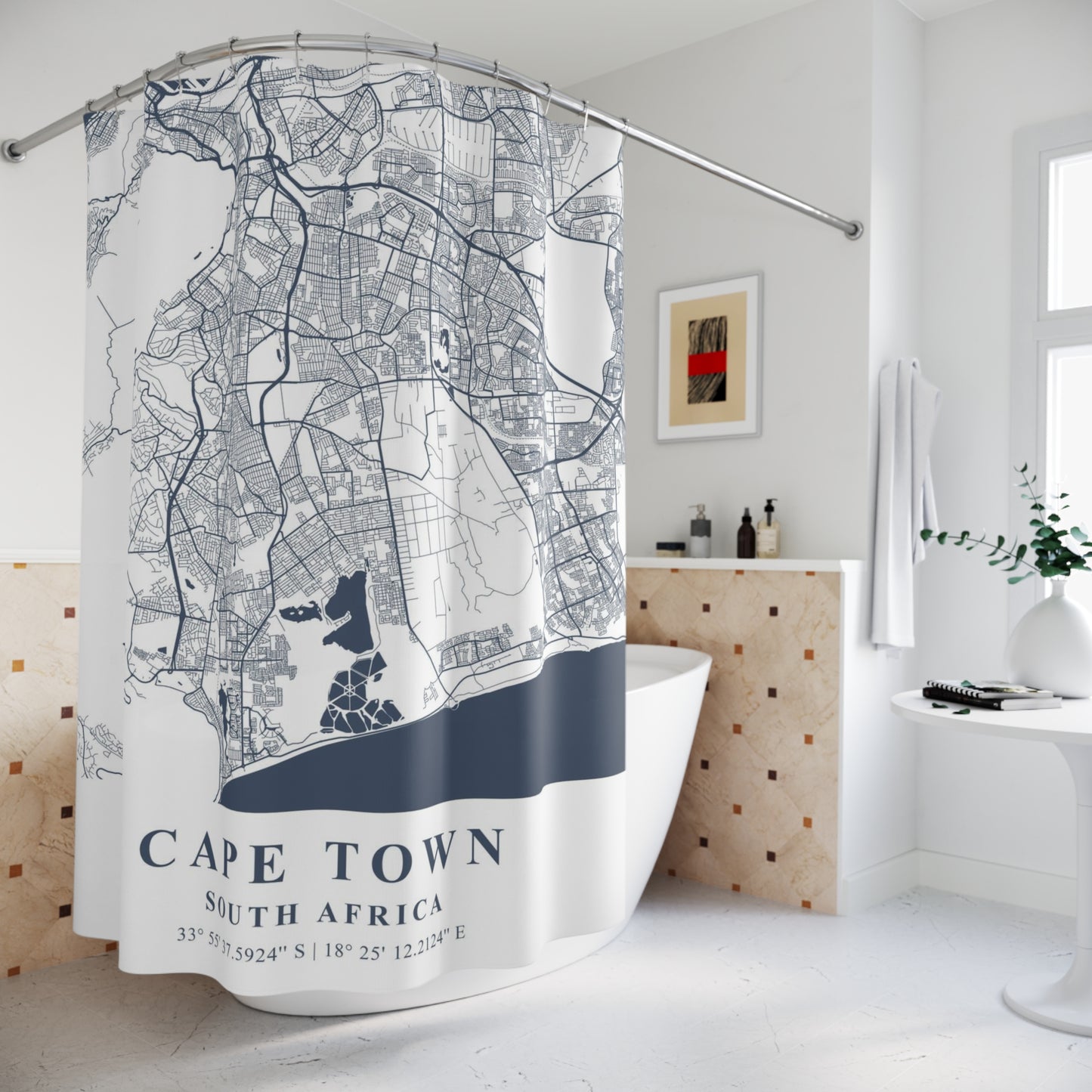 Cape Town South Africa City Map Print Shower Curtain
