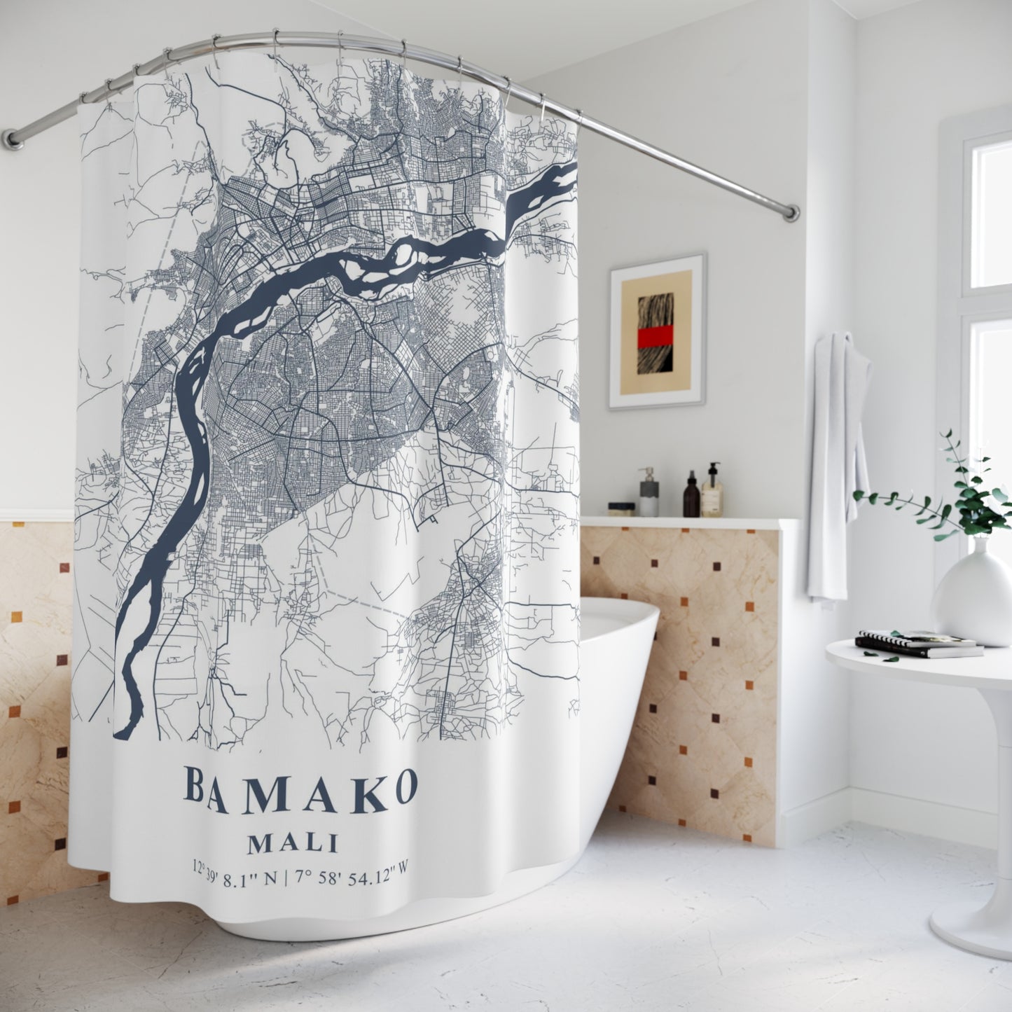 Bamako, Mali City Map Print Shower Curtain