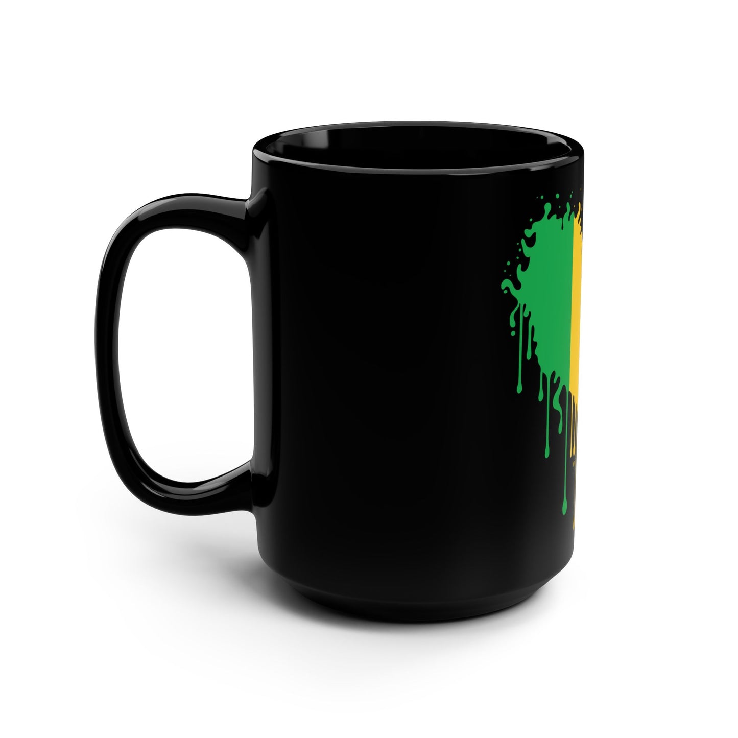 Mali Flag Drip Black Coffee Mug, 15 oz