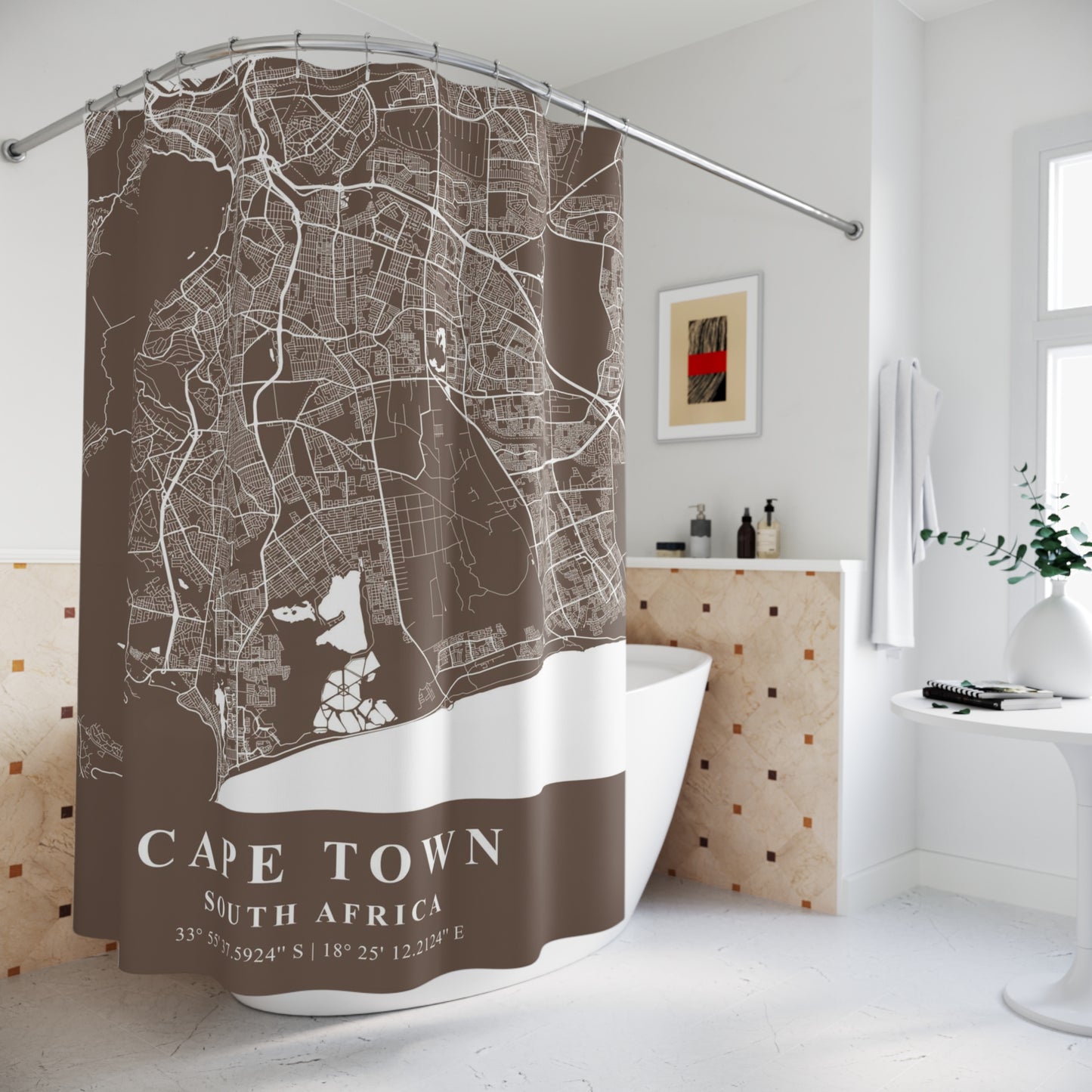Cape Town South Africa City Map Print Shower Curtain