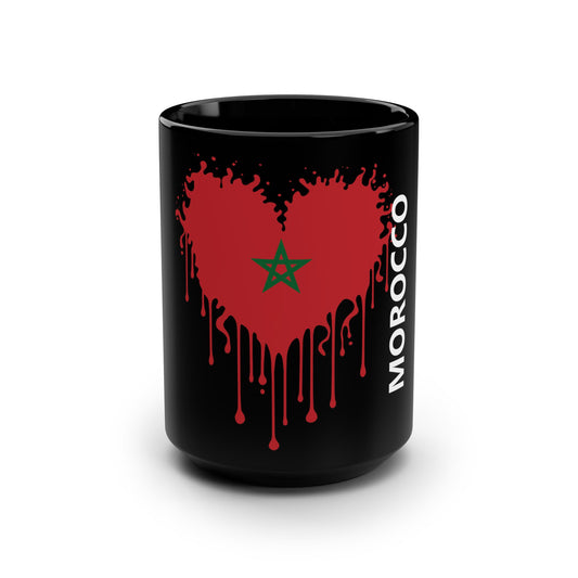 Morocco Flag Black Coffee Mug, 15 oz