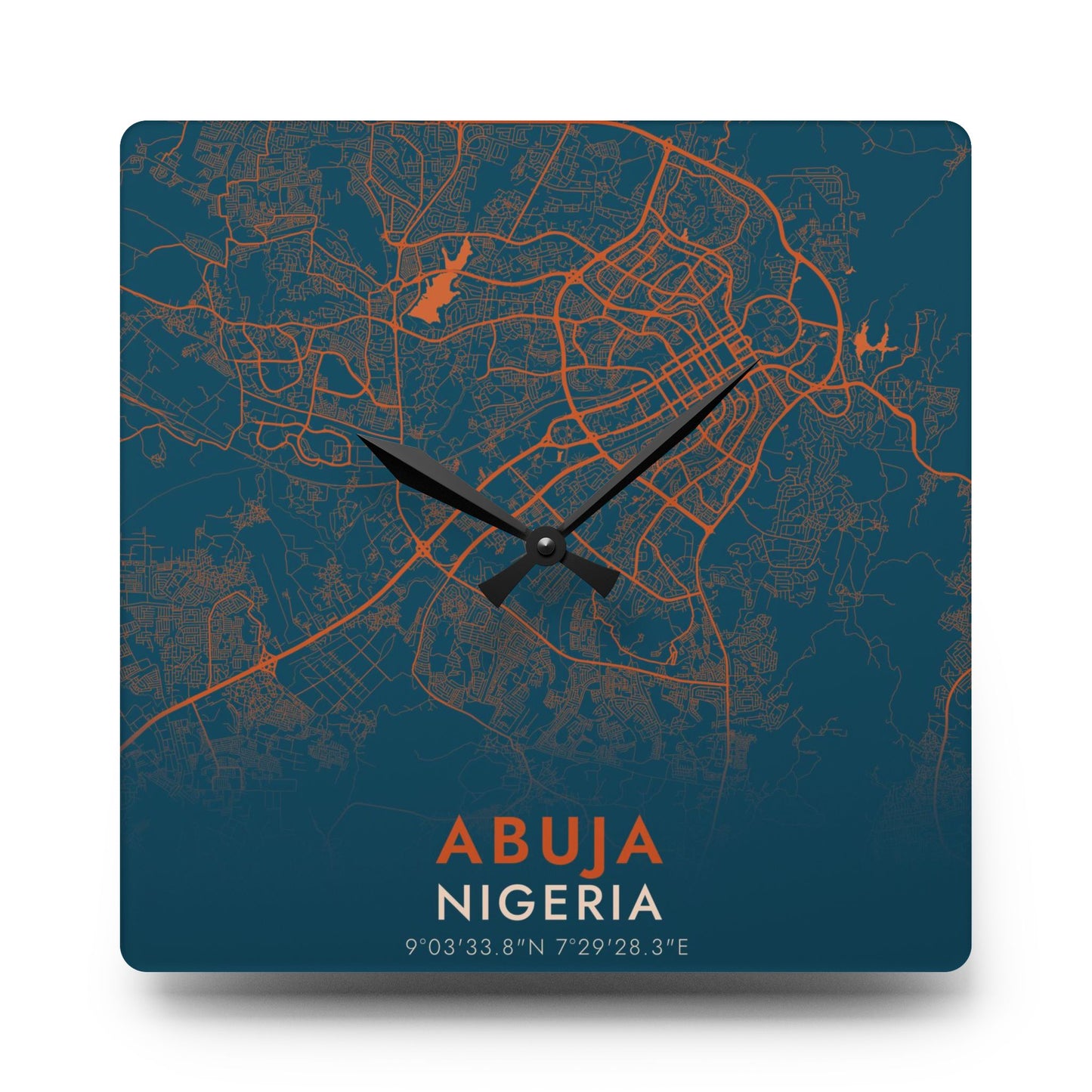 Abuja Nigeria City Map Square Wall Clock
