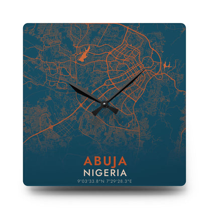 Abuja Nigeria City Map Square Wall Clock