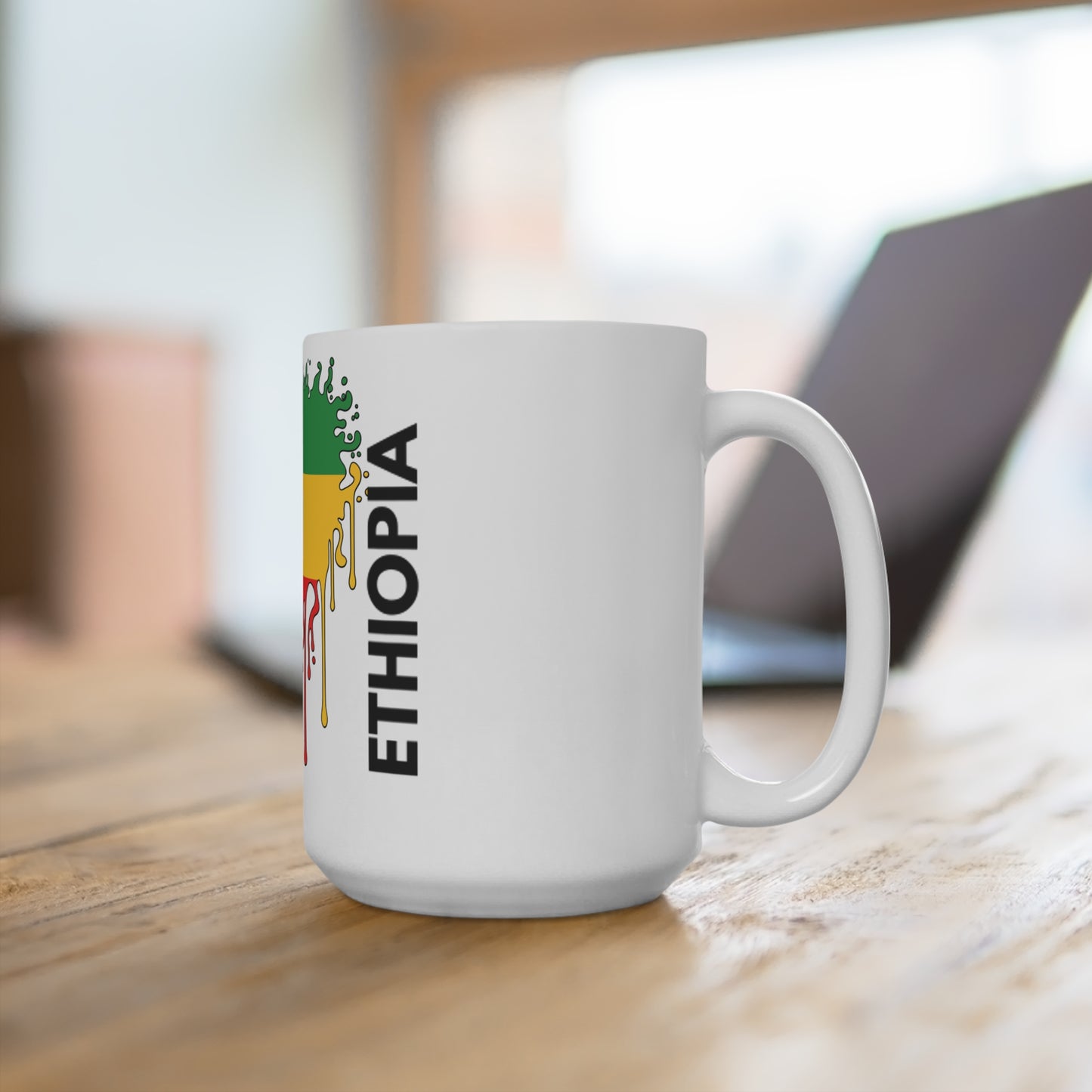 Ethiopia Flag Drip Coffee Mug 15oz