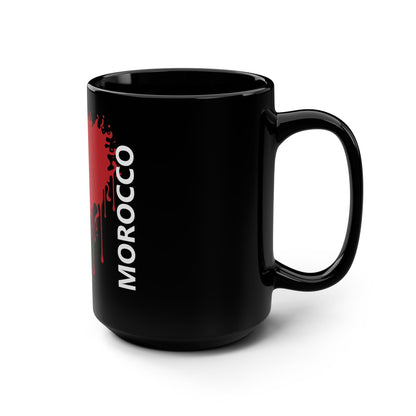 Morocco Flag Black Coffee Mug, 15 oz