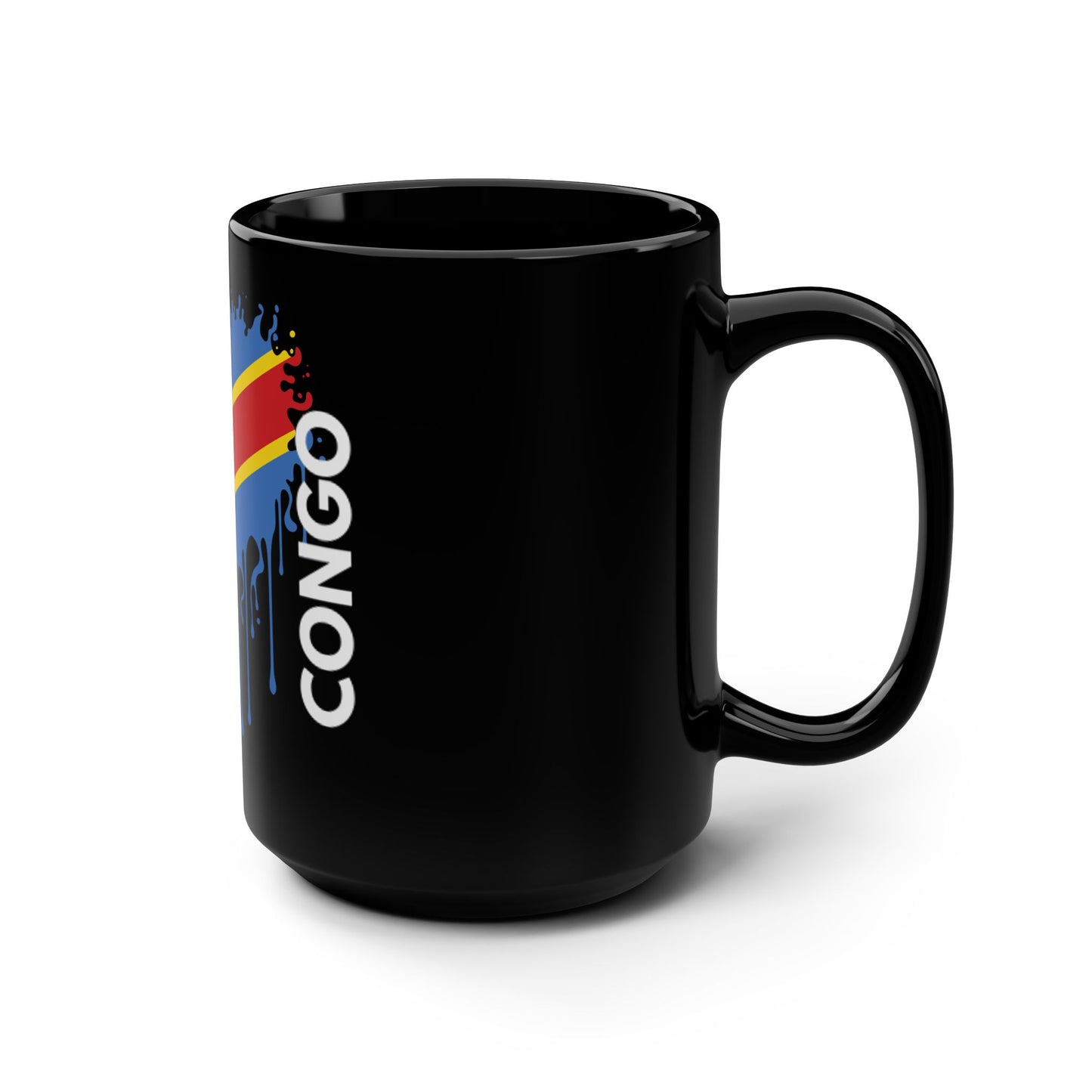 Congo Flag Black Coffee Mug, 15 oz