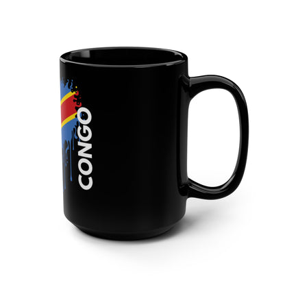 Congo Flag Black Coffee Mug, 15 oz