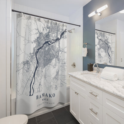 Bamako, Mali City Map Print Shower Curtain