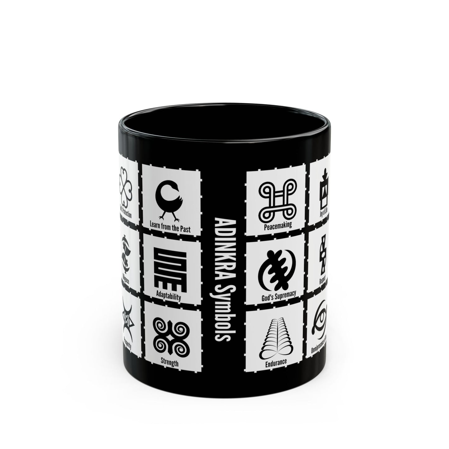 Adinkra MULTI Symbols Black Coffee Mug