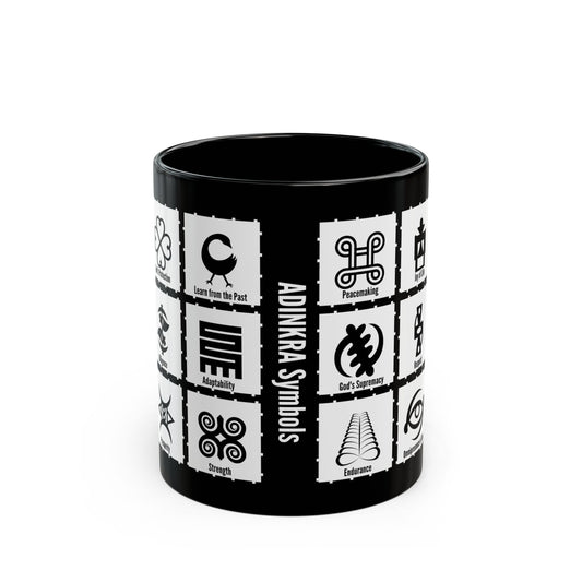 Adinkra MULTI Symbols Black Coffee Mug