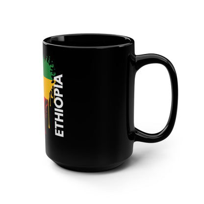 Ethiopia Flag Black Coffee Mug, 15 oz