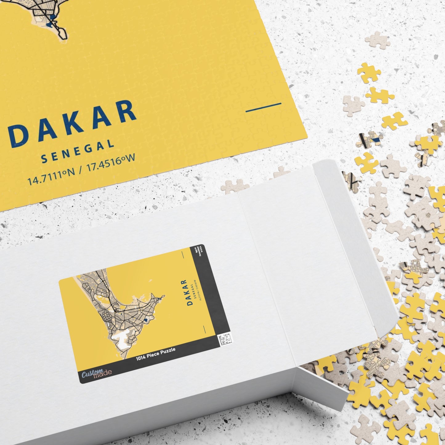 Dakar Senegal City Map Puzzle | Minimalist Aerial Topography Jigsaw