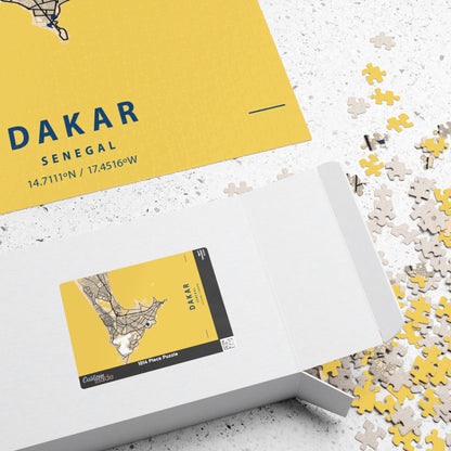 Dakar Senegal City Map Puzzle | Minimalist Aerial Topography Jigsaw