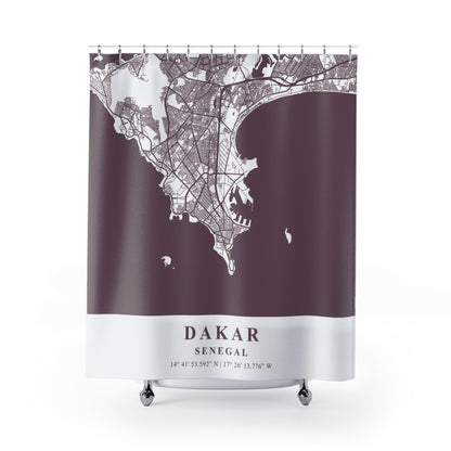 Dakar Senegal City Map Print Shower Curtain