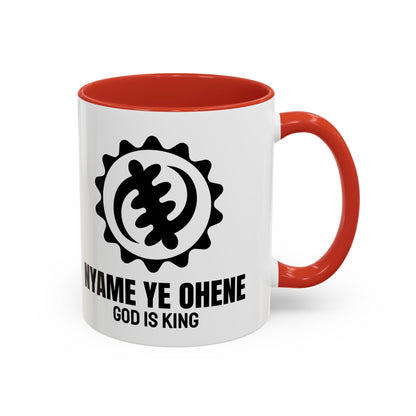 Adinkra Symbol Coffee Mug NYAME YE OHENE - African Faith & Royalty