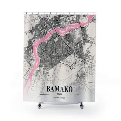 Bamako Mali City Map Print Shower Curtain