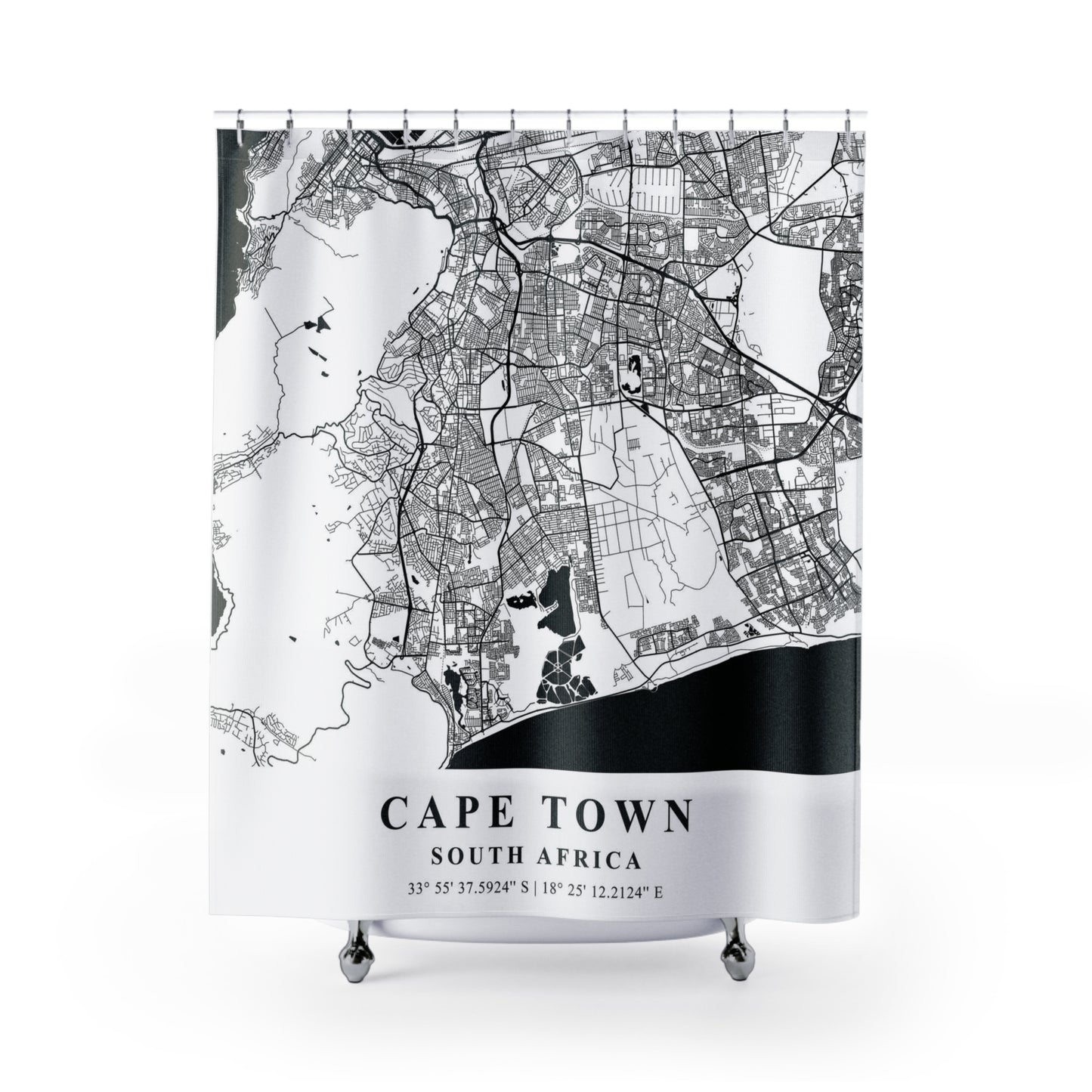 Cape Town South Africa City Map Print Shower Curtain
