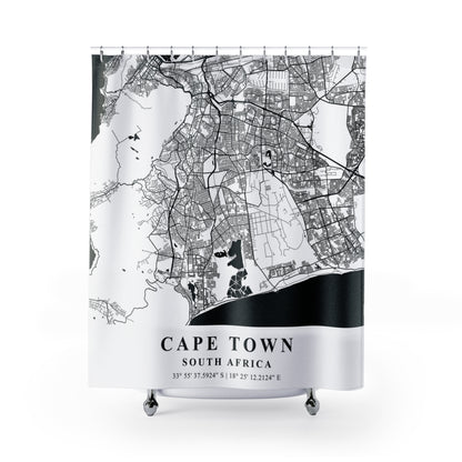 Cape Town South Africa City Map Print Shower Curtain