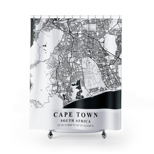 Cape Town South Africa City Map Print Shower Curtain