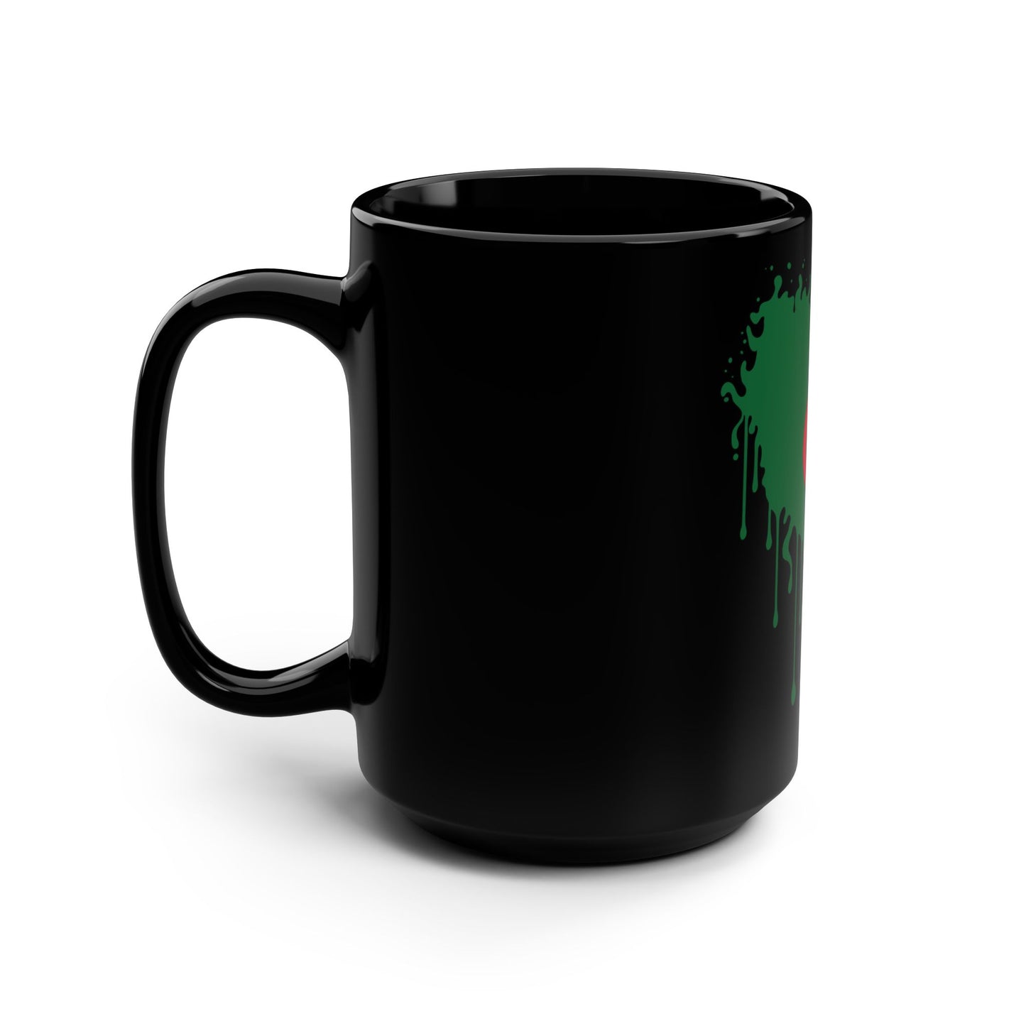 Algeria Flag Drip Black Coffee Mug, 15 oz