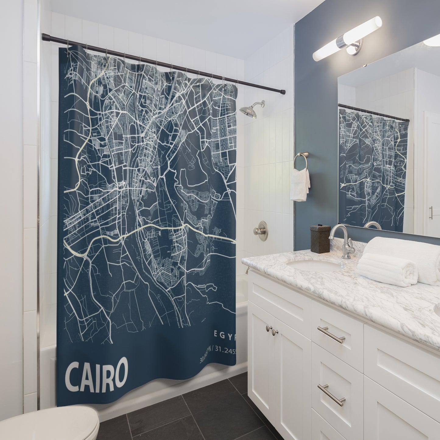 Cairo Egypt City Map Print Shower Curtain