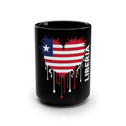 Liberia Flag Black Coffee Mug, 15 oz