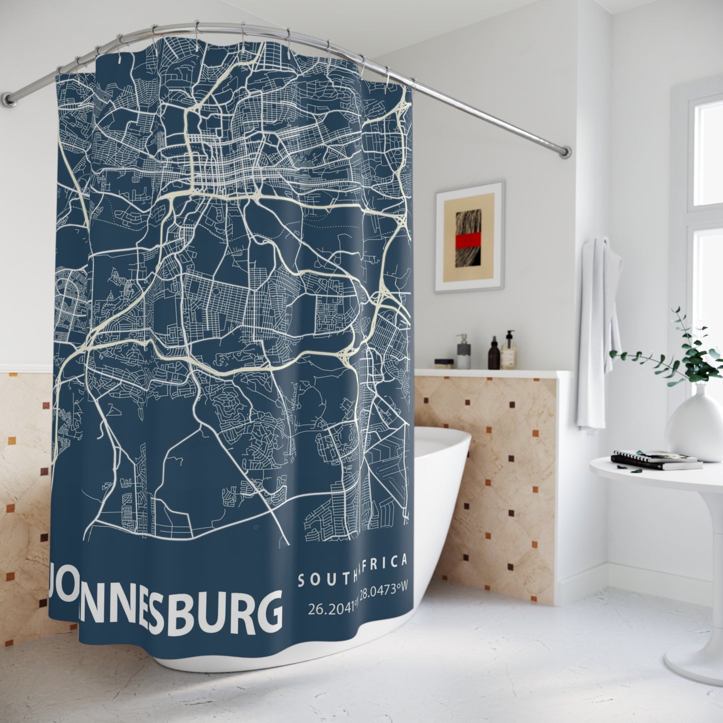 Johannesburg South Africa City Map Print Shower Curtain