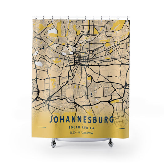 Johannesburg South Africa City Map Print Shower Curtain