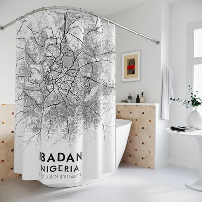 Ibadan Nigeria City Map Print Shower Curtain