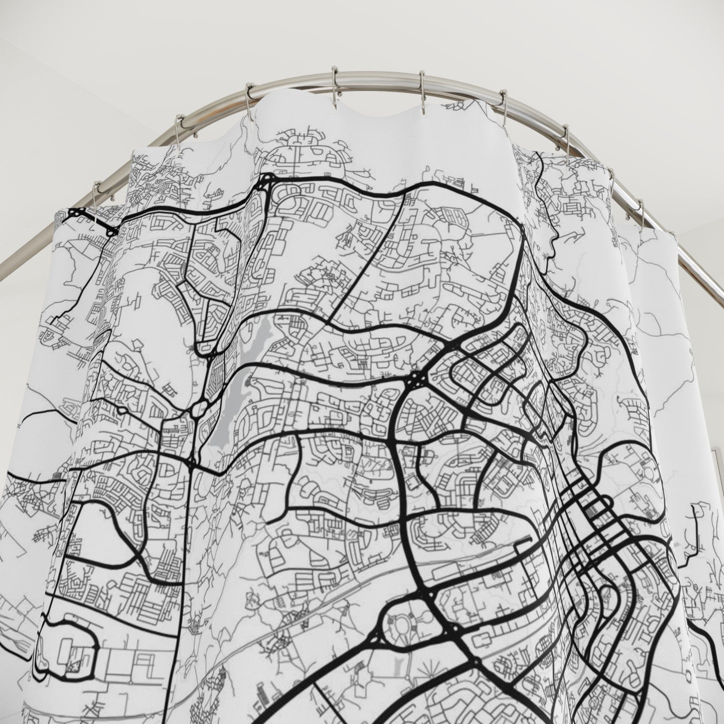 Abuja Nigeria City Map Print Shower Curtain