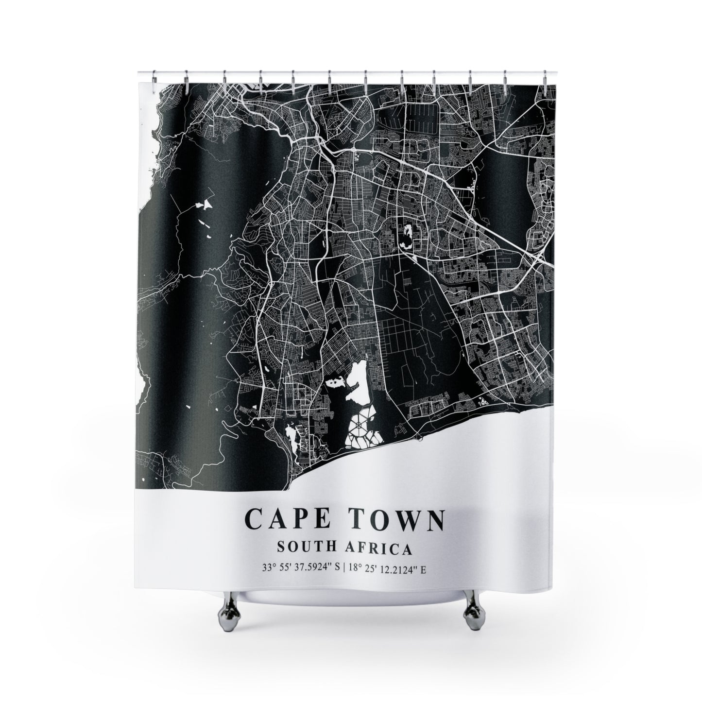 Cape Town South Africa City Map Print Shower Curtain