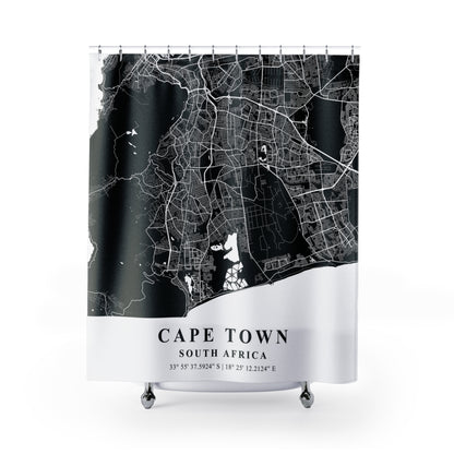 Cape Town South Africa City Map Print Shower Curtain
