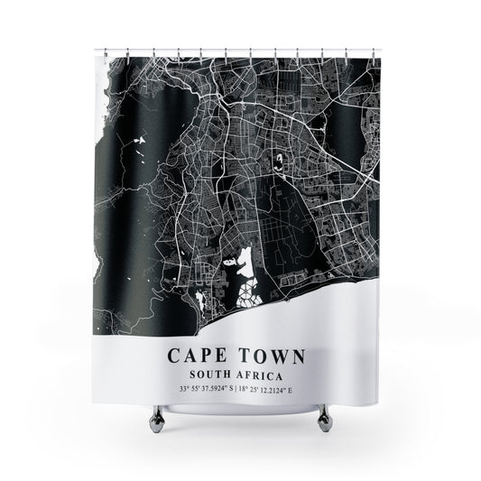 Cape Town South Africa City Map Print Shower Curtain