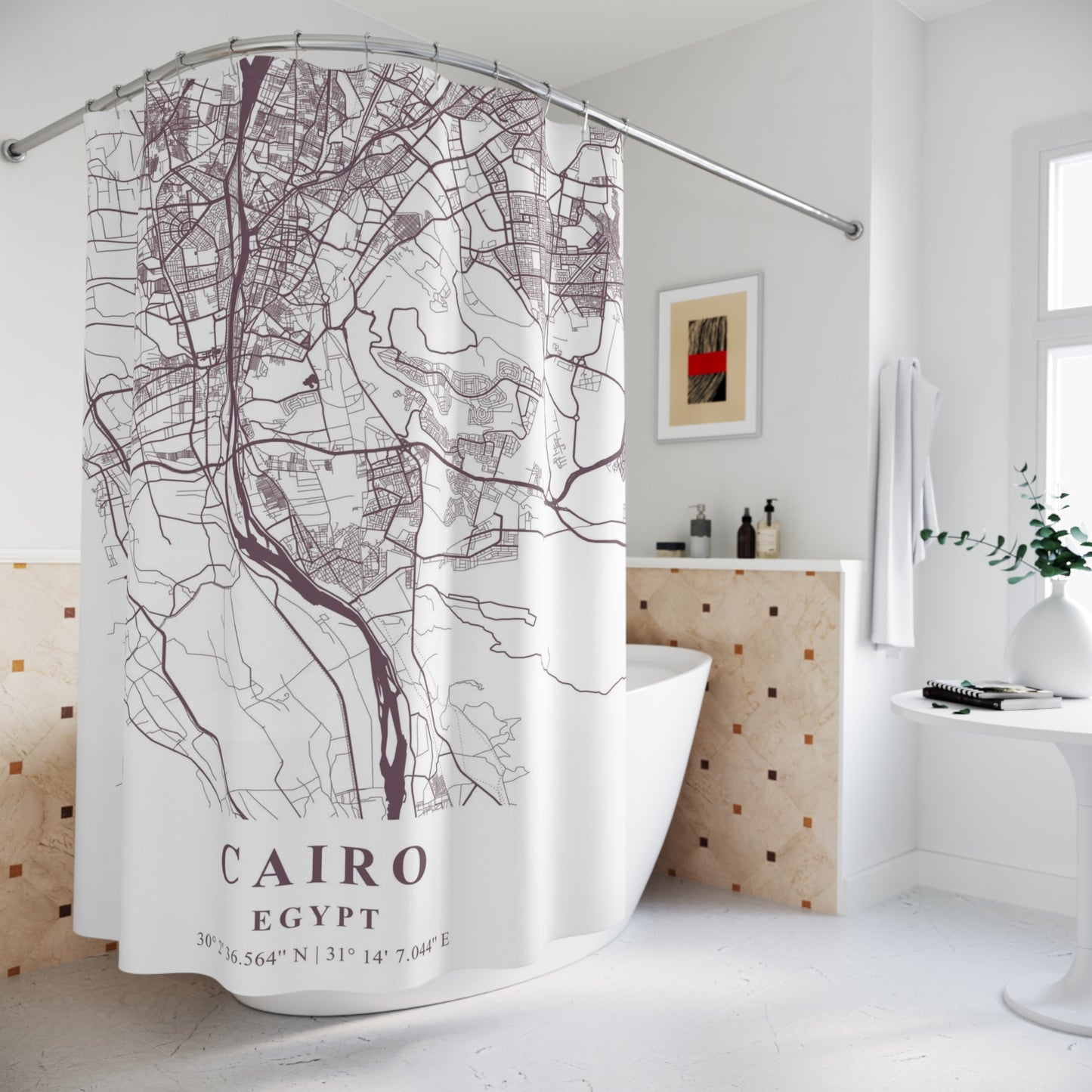 Cairo, Egypt City Map Print Shower Curtain