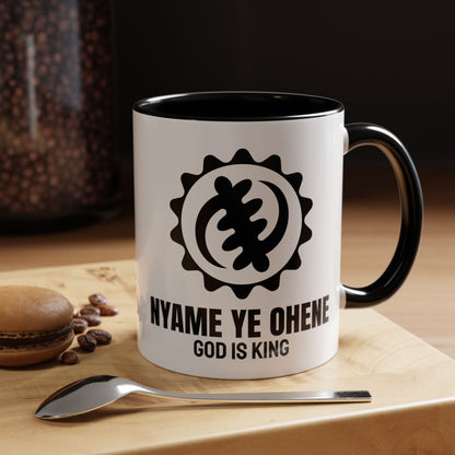 Adinkra Symbol Coffee Mug NYAME YE OHENE - African Faith & Royalty