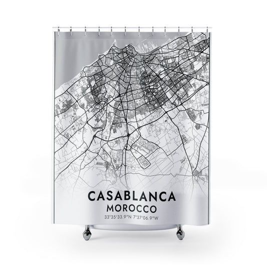 Casablanca, Morocco City Map Print Shower Curtain