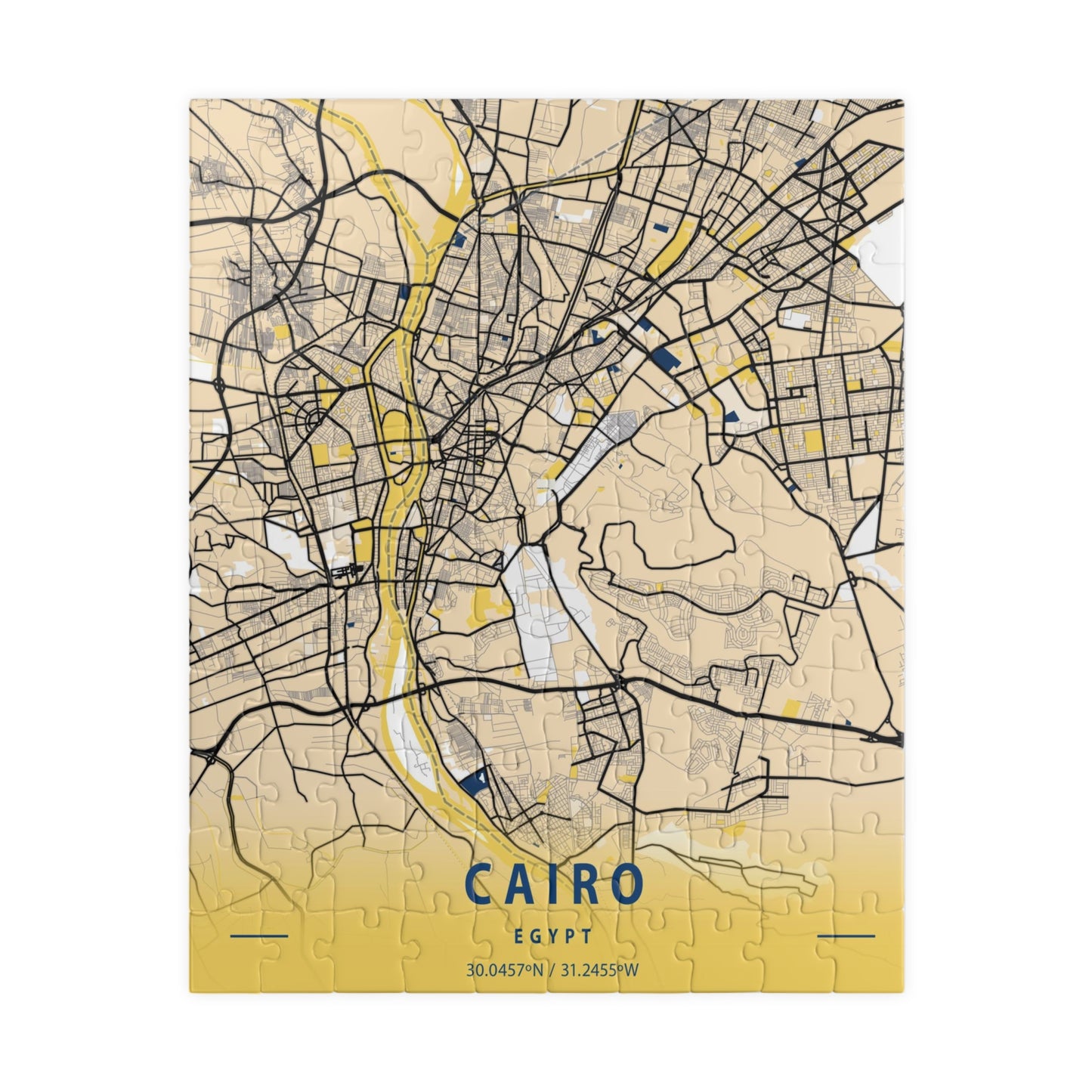 Cairo Egypt City Map Puzzle | Minimalist Aerial Topography Jigsaw