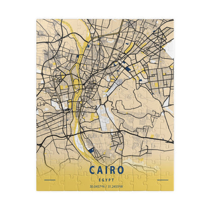Cairo Egypt City Map Puzzle | Minimalist Aerial Topography Jigsaw