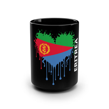 Eritrea Flag Drip Black Coffee Mug, 15 oz