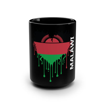Malawi Flag Drip Black Coffee Mug, 15 oz